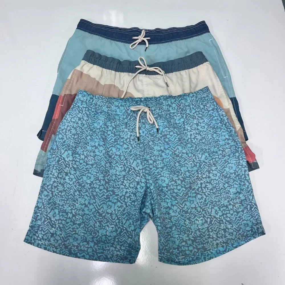 Faherty Brand Swim Trunks Lot of 3 Mens XL Board Shorts Floral Colorblock Blue